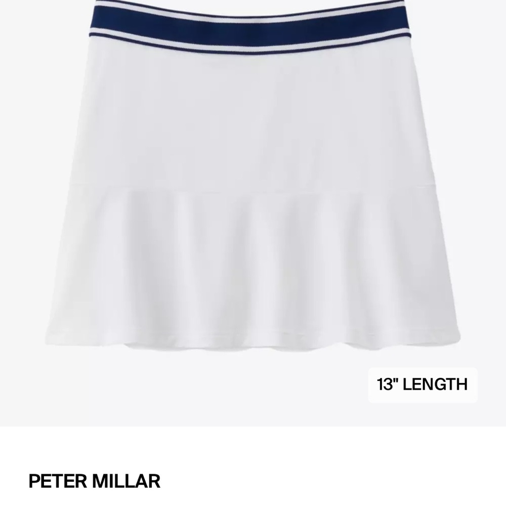 $89 NWT Peter Millar Women's XL White/Blue Skirt/Short with Navy Trim